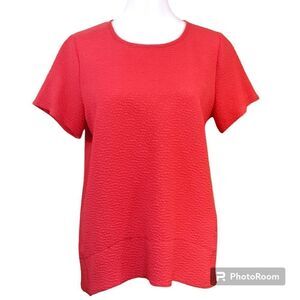 Opullence Charly Blouse Textured Sz S Coral Pink Top Crew Neck